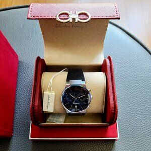 Salvatore Ferragamo Sapphire Chrono Black Dial Watch (Unisex)